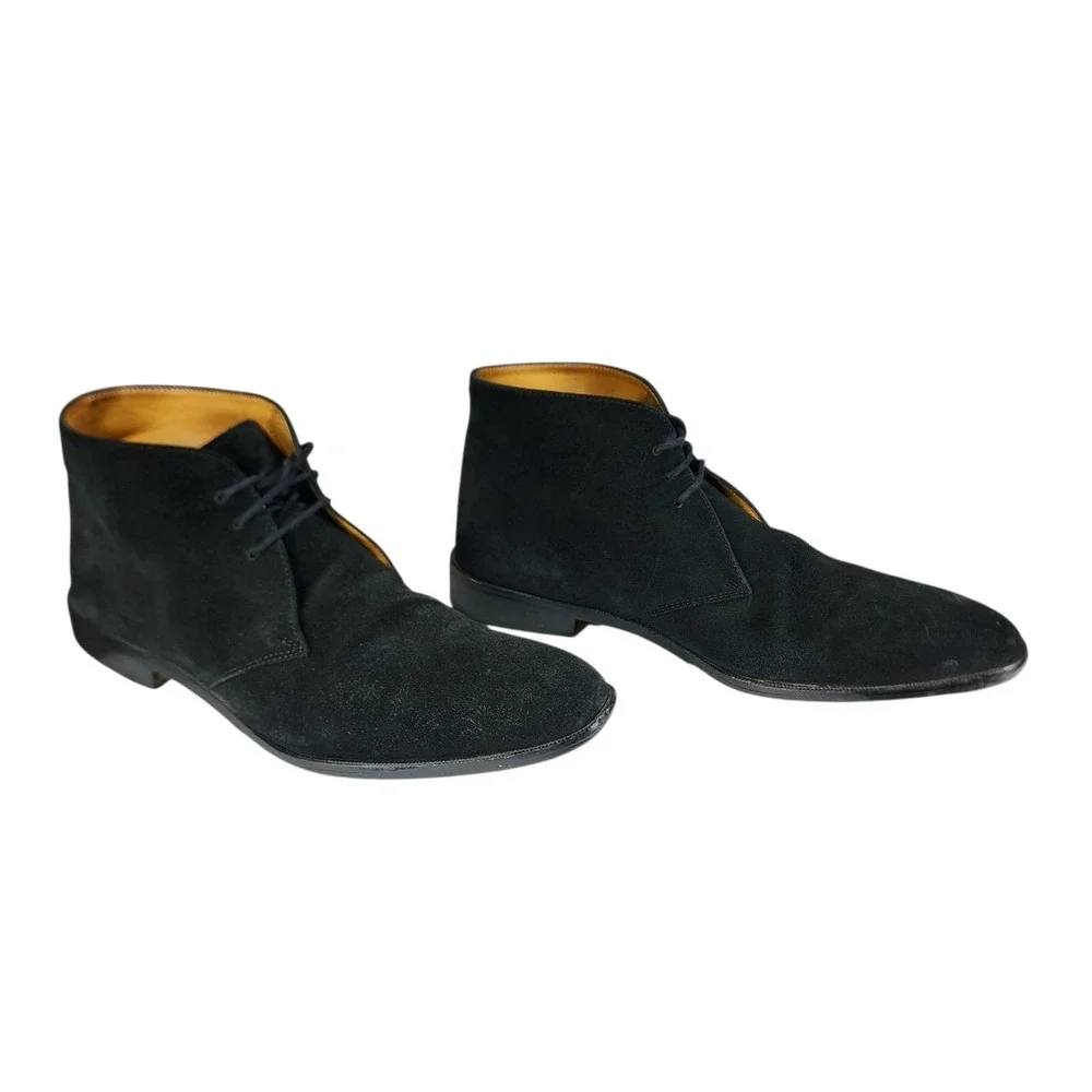 Carlos by Carlos Santana Chukka Boots sz 11 Men Black Suede Leather Lace Up READ